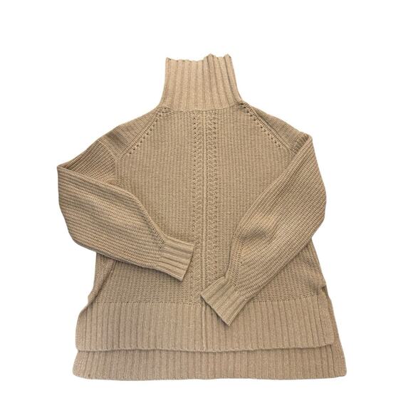 White + Warren Cashmere Wool Turtleneck Sweater Brown Ribbed Hem M/L - Picture 11 of 11